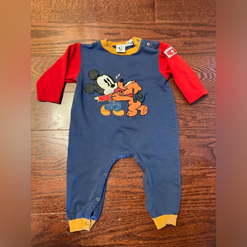 Vintage Disney Baby Mickey Mouse & Pluto Baby Boy Romper 24 months